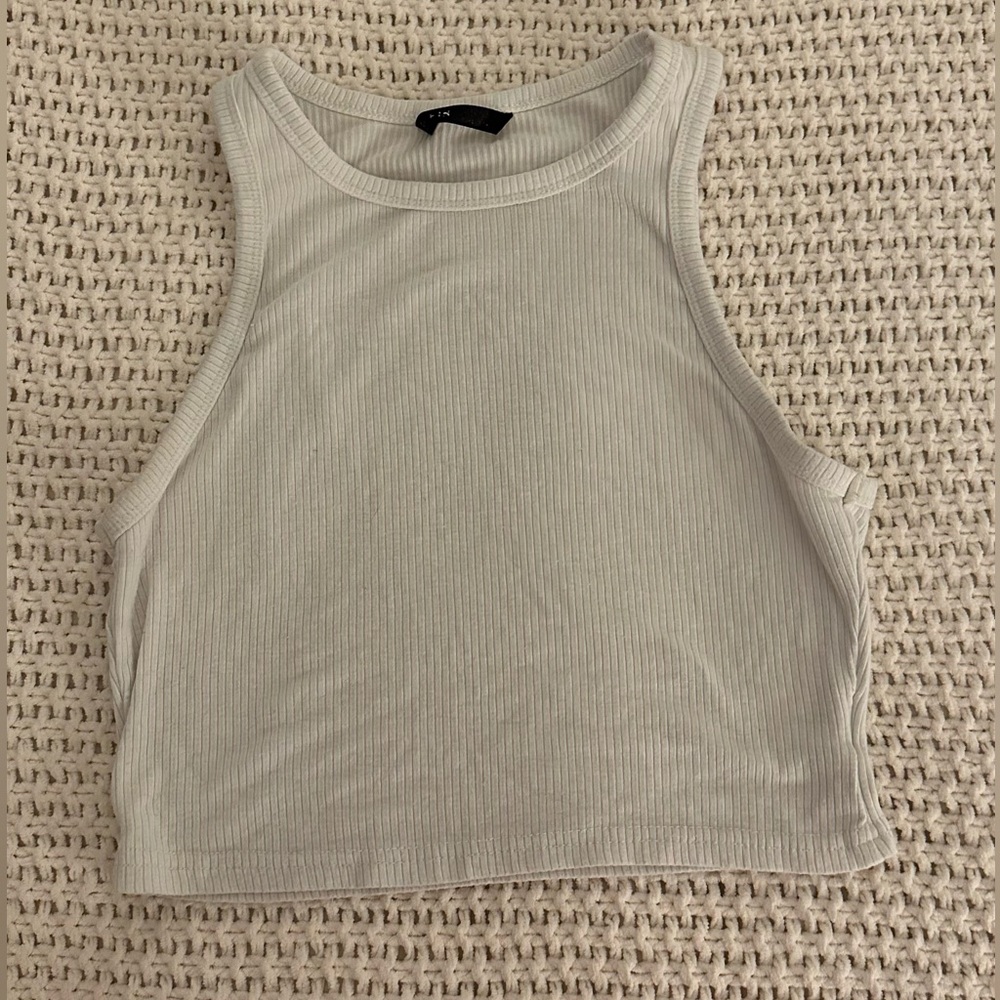 Shein White ribbed halter top
